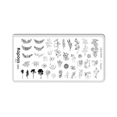 2809 Пластина для стемпинга Flower 6«Crazy story», Kapous, шт 2809 Пластина для стемпинга Flower 6«Crazy story», Kapous, шт