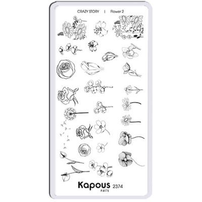 2374 Пластина для стемпинга Flower 2 «Crazy story», , шт 2374 Пластина для стемпинга Flower 2 «Crazy story», , шт