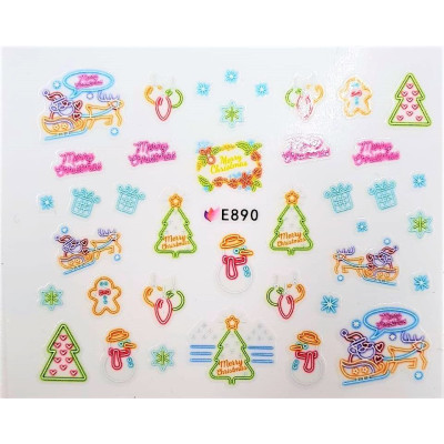 Наклейки для ногтей Новогоднее чудо E890 Наклейки для ногтей Новогоднее чудо E890
