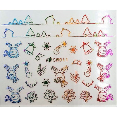 Наклейки для ногтей Новогоднее чудо SW011 Наклейки для ногтей Новогоднее чудо SW011