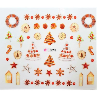 Наклейки для ногтей Новогоднее чудо E893 Наклейки для ногтей Новогоднее чудо E893
