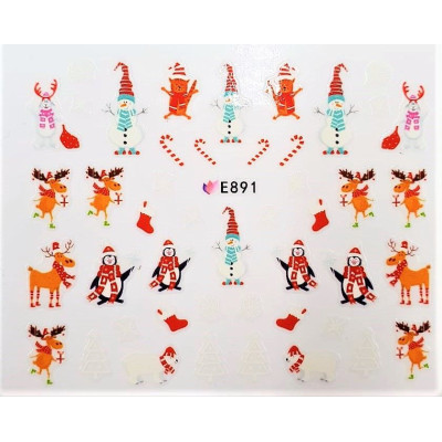 Наклейки для ногтей Новогоднее чудо E891 Наклейки для ногтей Новогоднее чудо E891