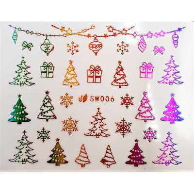 Наклейки для ногтей Новогоднее чудо SW006 Наклейки для ногтей Новогоднее чудо SW006