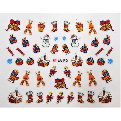 Наклейки для ногтей Новогоднее чудо E896 Наклейки для ногтей Новогоднее чудо E896