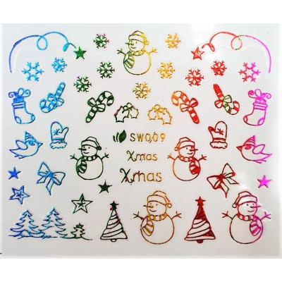 Наклейки для ногтей Новогоднее чудо SW009 Наклейки для ногтей Новогоднее чудо SW009