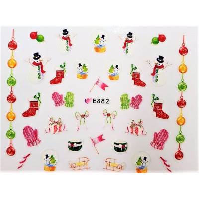 Наклейки для ногтей Новогоднее чудо E882 Наклейки для ногтей Новогоднее чудо E882