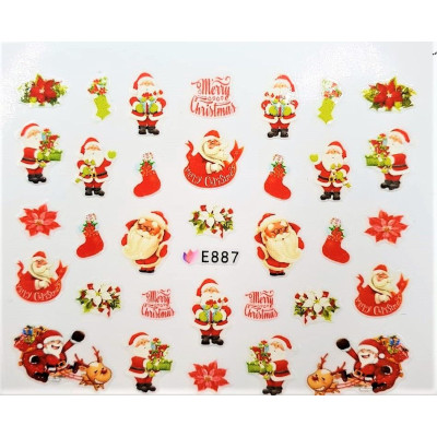 Наклейки для ногтей Новогоднее чудо E887 Наклейки для ногтей Новогоднее чудо E887
