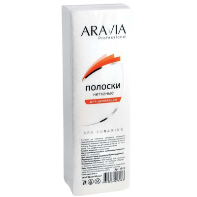 Полоски для депиляции нетканые ARAVIA Professional 76х230 мм, 90 г/м, 100 шт/уп Полоски для депиляции нетканые ARAVIA Professional 76х230 мм, 90 г/м, 100 шт/уп