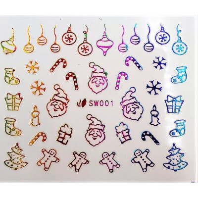 Наклейки для ногтей Новогоднее чудо SW001 Наклейки для ногтей Новогоднее чудо SW001