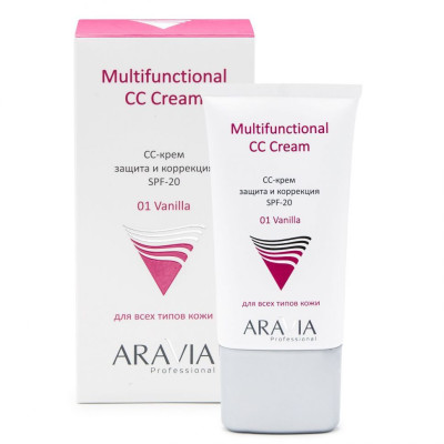 CC-крем ARAVIA Professional защитный SPF-20 Multifunctional CC Cream, Vanilla 01, 50 мл CC-крем ARAVIA Professional защитный SPF-20 Multifunctional CC Cream, Vanilla 01, 50 мл