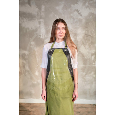 Фартук мастера и парикмахера ТиСи с защитной накидкой хаки Фартук мастера и парикмахера ТиСи с защитной накидкой хаки